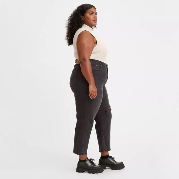 Levi’s Wedgie Straight Fit Jeans Plus Size 18W in Cut and Dry Black Distressed - Picture 4 of 16